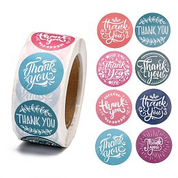 Honeyhandy 1 Inch Thank You Self-Adhesive Paper Gift Tag Stickers, for Party, Decorative Presents, Flat Round, Word, 25mm, 500pcs/roll