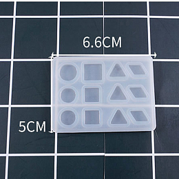 Honeyhandy Silicone Molds, Resin Casting Molds, For UV Resin, Epoxy Resin Jewelry Making, Mixed Shapes/Geometric figure, White, 50x66x6mm