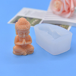 Honeyhandy DIY Buddha Figurine Display Silicone Molds, Resin Casting Molds, for UV Resin, Epoxy Resin Craft Making, White, 75.5x48x25mm, Inner Diameter: 62x31x21mm