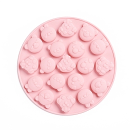 Honeyhandy Food Grade Silicone Molds, Fondant Molds, For DIY Cake Decoration, Chocolate, Candy Mold, Rabbit, Bear & Chick, Pink, 122x12mm, Inner Size: 17~21x17~21mm