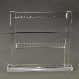 Honeyhandy Organic Glass Earring Stands Displays, Two-Tier Earring Display Stand, for Hanging Earrings, Clear, 230x40x205mm