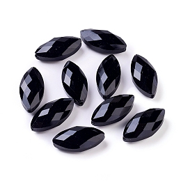 Honeyhandy Crystal Glass Horse Eye Beads, Faceted, Black, 25x12x8mm, Hole: 1mm