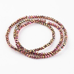 Honeyhandy Electroplate Glass Bead Strands, Faceted, Rondelle, Rose Gold Plated, 3x2mm, Hole: 1mm, about 196pcs/strand, 16 inch