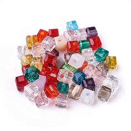 Arricraft Electroplate Glass Beads, Faceted Cube, Mixed Color,4x4x4mm, Hole: 1mm