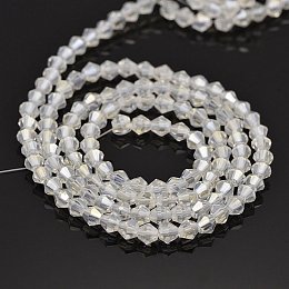 NBEADS 1 Strand 4mm White Crystal Glass Beads Strands about 121pcs/strand 19.2 Inch for Jewelry Making Beads