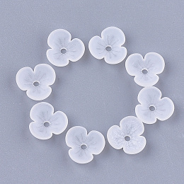 Honeyhandy 3-Petal Transparent Acrylic Bead Caps, Frosted, Flower, Clear, 9x9.5x3mm, Hole: 1.2mm