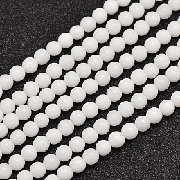 Honeyhandy Natural Malaysia Jade Beads Strands, Dyed & Heated, Round, White, 4mm, Hole: 0.8mm, about 92pcs/strand, 15 inch