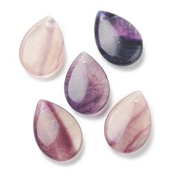 Honeyhandy Natural Fluorite Pendants, Teardrop, 24.5x17x6mm, Hole: 0.5mm