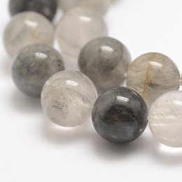 Honeyhandy Natural Cloudy Quartz Beads Strands, Round, 8mm, Hole: 1mm, about 47pcs/strand, 15.5 inch(39cm)