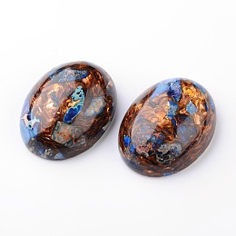 Honeyhandy Assembled Synthetic Bronzite and Imperial Jasper Cabochons, Oval, 40x31x14.5mm