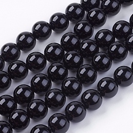 Honeyhandy Natural Black Onyx Round Beads Strands, Dyed, Black, 10mm, Hole: 1mm, about 38pcs/strand, 15 inch