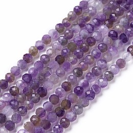 Honeyhandy Natural Amethyst Beads Strands, Faceted, Round, 4~4.5mm, Hole: 0.6mm, about 91pcs/strand, 15.35 inch(39cm)