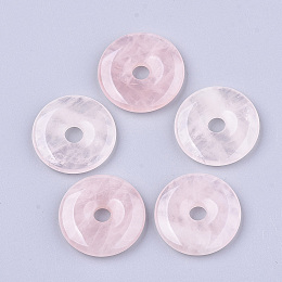 Honeyhandy Natural Rose Quartz Pendants, Donut/Pi Disc, Donut Width: 7.3~7.5mm, 20x3~5mm, Hole: 5~5.5mm