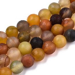 Natural Agate Beads Strands, Frosted, Dyed, Round, Colorful, 8.5mm, Hole: 1.2mm, about 47~48pcs/strand, 14.37 inch~14.69 inch(36.5cm~37.3cm)