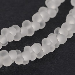 Honeyhandy Frosted Bone Glass Bead Strands, WhiteSmoke, 4x2mm, Hole: 0.8mm, about 280pcs/strand, 18.5 inch