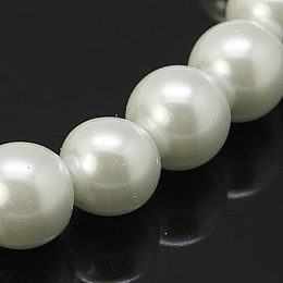 Honeyhandy 1Strand Glass Pearl Beads Strands, Pearlized, Round, White, Size: about 4mm in diameter, hole: 1mm, about 216pcs/str