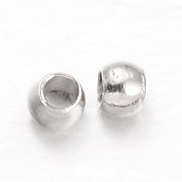 Honeyhandy Rondelle Brass Crimp Beads, Platinum, 1.5mm, Hole: 0.5mm