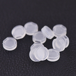 Honeyhandy Comfort Plastic Pads for Clip on Earrings, Anti-Pain, Clip on Earring Cushion, Clear, 7.5x3mm, Hole: 1.5x3.5mm