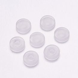 Honeyhandy Comfort PET Plastic Pads for Clip on Earrings, Anti-Pain, Clip on Earring Cushion, Clear, 7x7x2mm, Hole: 2mm