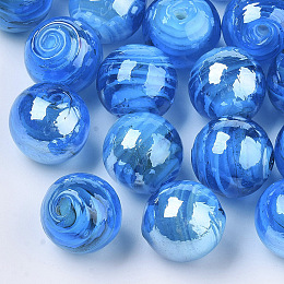 Handmade Large Hole Lampwork Beads, Glass Nugget Set, Blue