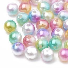 Honeyhandy Acrylic Imitation Pearl Beads, Round, Mixed Color, 8mm, Hole: 1.2mm