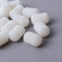 Honeyhandy Acrylic Imitation Pearl Beads, Berry Beads, Combined Beads, Column, Creamy White, 21x13mm, Hole: 2mm