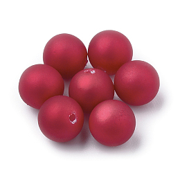 Arricraft Eco-Friendly Plastic Imitation Pearl Beads, Rubberized Style, High Luster, Grade A, Half Drilled, Round, Red, 8mm, Half Hole: 1.4mm