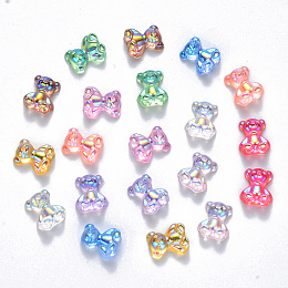 Honeyhandy Resin Cabochons, Nail Art Decoration Accessories, AB Color Plated, Bear, Mixed Color, 10x8.5x4.5mm