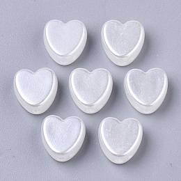 Honeyhandy ABS Plastic Imitation Pearl Beads, Heart, Creamy White, 8x8x4mm, Hole: 1.5mm