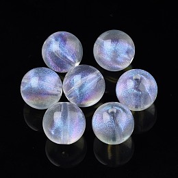 Honeyhandy Transparent Acrylic Beads, Glitter Powder, Round, Clear, 13.5x13mm, Hole: 2mm