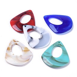 Honeyhandy Acrylic Pendants, Imitation Gemstone Style, teardrop, Mixed Color, 41x33.5x5mm, Hole: 1.5mm