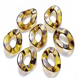 Honeyhandy Transparent Acrylic Linking Rings, Quick Link Connectors, Imitation Leopard Skins, for Curb Chains Making, Twist, Gold, 30x21x6mm, Inner Diameter: 16x8mm