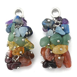 Honeyhandy Natural Gemstone Pendants, with Tibetan Style Hangers and Brass Findings, Chakra, 50mm, Hole: 5mm