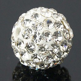 Honeyhandy Grade A Round Crystal Pave Disco Ball Beads, Polymer Clay Rhinestone Beads, PP12(1.8~1.9mm), 8mm, Hole: 1mm