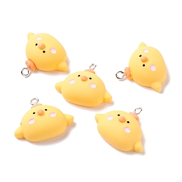 Honeyhandy Resin Pendants, with Iron Accessories, Chicken, Light Khaki, 22x26x10mm, Hole: 2mm