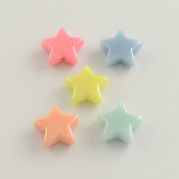 Arricraft AB Color Plated Acrylic Beads, Star, Mixed Color, 14x14x5mm, Hole: 2mm