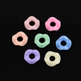 Honeyhandy Mixed Solid Color Opaque Acrylic Beads, Twist Donut, Mixed Color, 12.5x3mm, Hole: 4.5mm