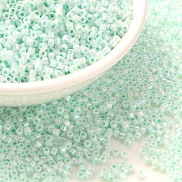 Arricraft Cylinder Seed Beads, Opaque Colours Luster, Uniform Size, Pale Turquoise, 2x1.3~1.5mm, Hole: 0.8~1mm, about 888pcs/10g