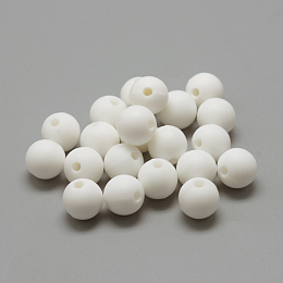 Honeyhandy Food Grade Eco-Friendly Silicone Beads, Chewing Beads For Teethers, DIY Nursing Necklaces Making, Round, White, 12mm, Hole: 2mm