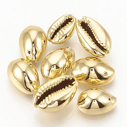 Honeyhandy Plated Cowrie Shell Pendants, Gold, 14~20x9~14x7~10mm, Hole: 1mm