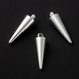 Honeyhandy 304 Stainless Steel Pendants, Spike/Cone, Silver, 18x5mm, Hole: 2mm