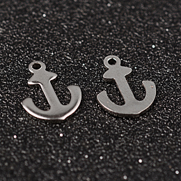 Honeyhandy Anchor 304 Stainless Steel Charms, Stainless Steel Color, 12x9x1mm, Hole: 1mm