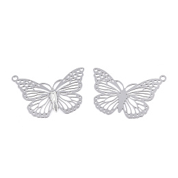 Honeyhandy 304 Stainless Steel Pendants, Etched Metal Embellishments, Butterfly, Stainless Steel Color, 19x26x0.4mm, Hole: 1.2mm