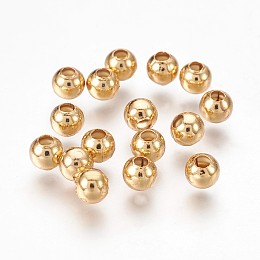 Honeyhandy 304 Stainless Steel Beads, Round, Golden, 5x4.5mm, Hole: 2mm