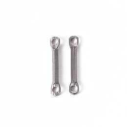 Honeyhandy 201 Stainless Steel Links Connectors, Laser Cut, Bar, Stainless Steel Color, 12.5x2x1mm, Hole: 1mm