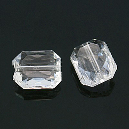 Honeyhandy Faceted Rectangle Transparent Clear Acrylic Beads, for Name Bracelets & Jewelry Making, 10x12x6mm, Hole: 1mm