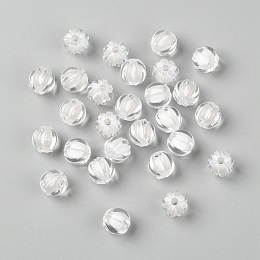Honeyhandy Transparent Acrylic Beads, Bead in Bead, Round, Pumpkin, Clear, 10mm, Hole: 2mm