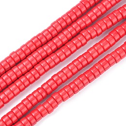 Honeyhandy Synthetic Turquoise Beads Strands, Heishi Beads, Dyed, Flat Round/Disc, FireBrick, 4x2mm, Hole: 1mm, about 170pcs/strand, 16 inch