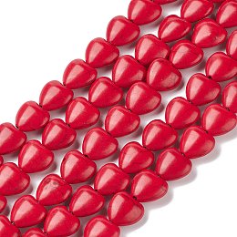 Honeyhandy Heart Synthesis Turquoise Beads Strands, Dyed, Red, 12x12x5mm, Hole: 1mm, about 36pcs/strand, 15.7 inch