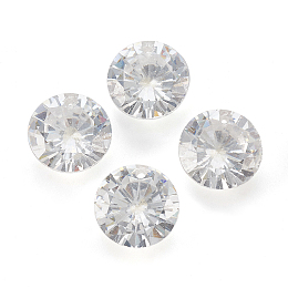 Honeyhandy Cubic Zirconia Pointed Back Pendants, Faceted, Flat Round, Clear, 6mm, Hole: 1mm